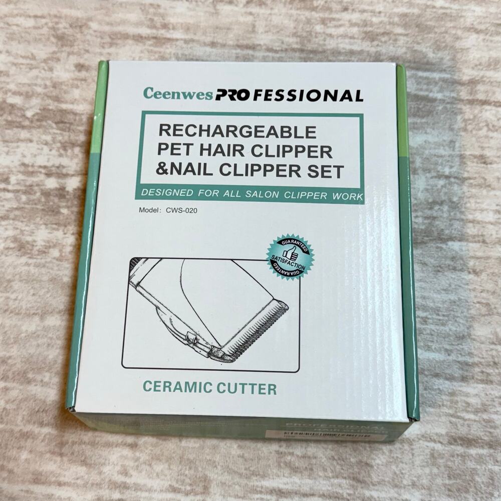 Ceenwas Professional Rechargeable Pet Hair Clipper Nail Set Ceramic Cutter Dog